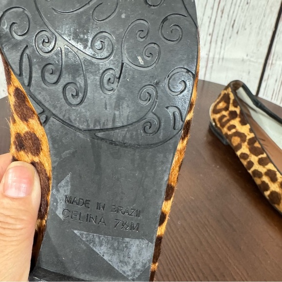 BRIGHTON pony hair Leopard Print Women's Ballet flats Silver accent on back 7.5 - Picture 14 of 17